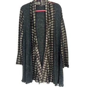 Nicole Sabbattini Open Cardigan plaid Size Large